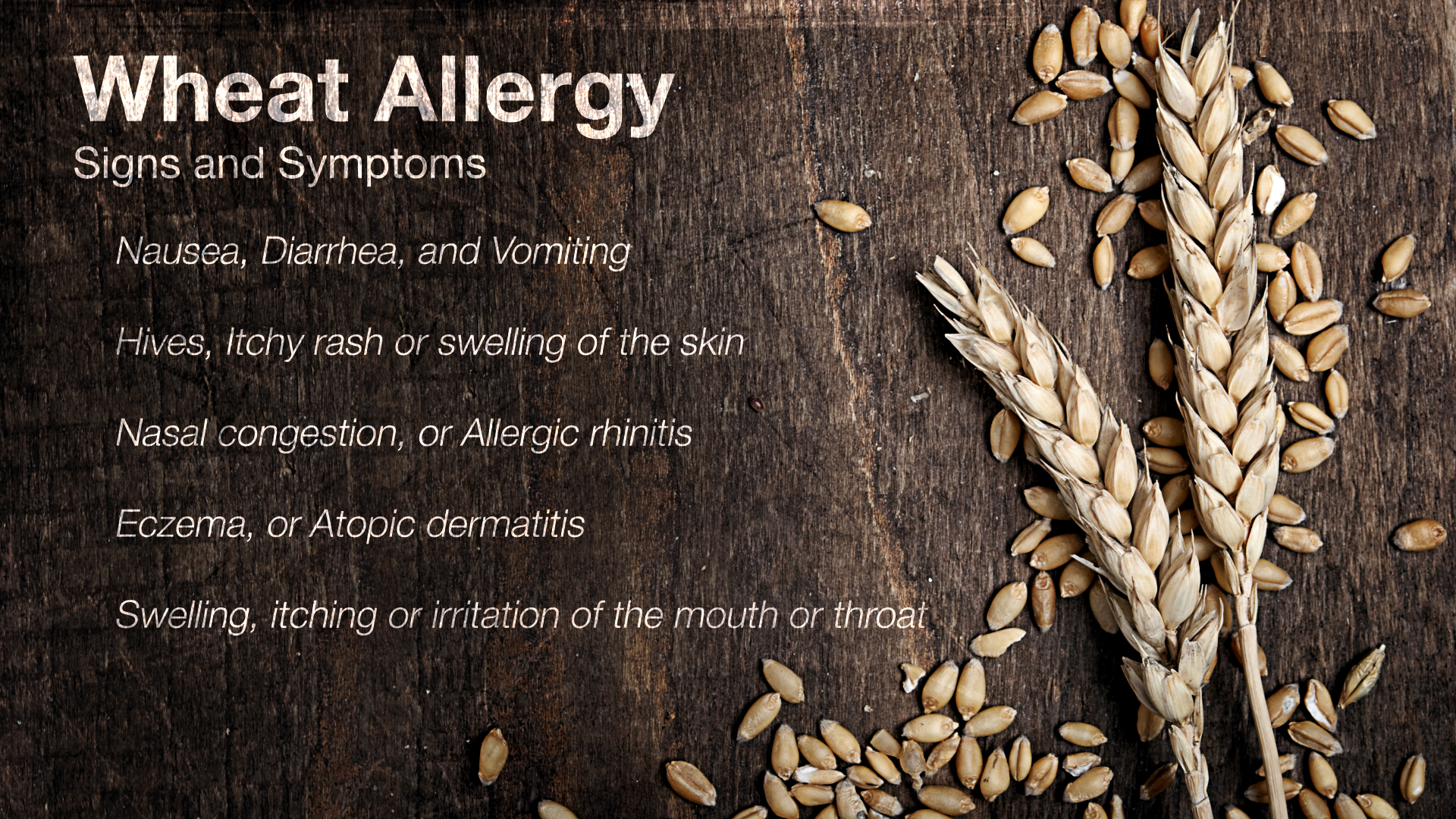 Medical animation still shot showing symptoms of Wheat-Allergy